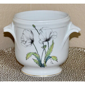 French Hand Painted Limoges Jardiniere Cachepot Signed Monique Saint Marc